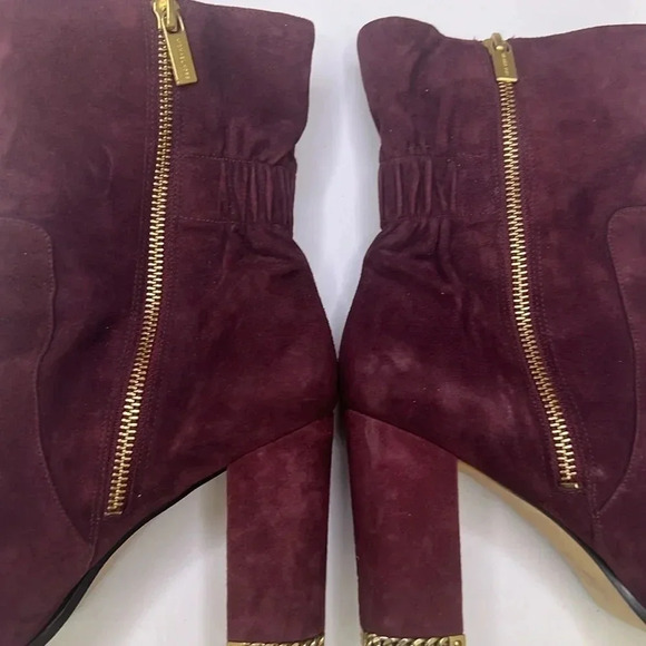 MICHAEL by Michael Kors Burgundy Suede Ankle Boots size 10m - Picture 4 of 9